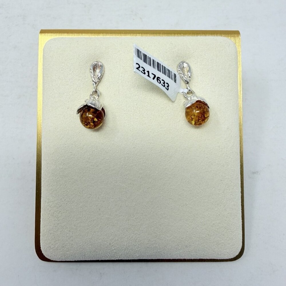 Shop LC Yellow Amber Round Dangle Earrings in Sterling Silver Nickel Free 5320